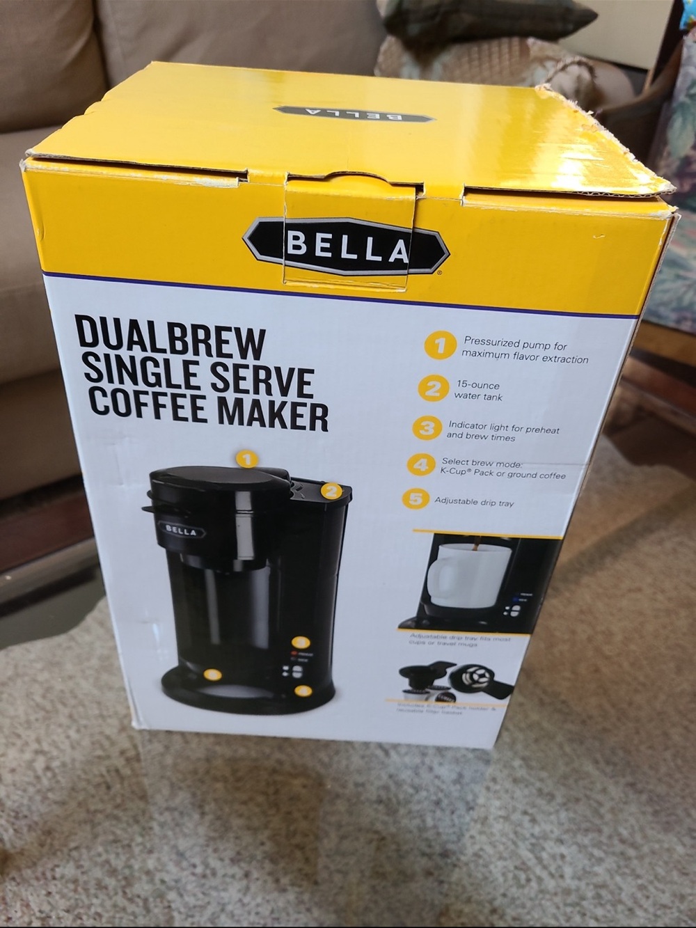 Abella (Bella) Black DualBrew Single Serve Coffee Maker